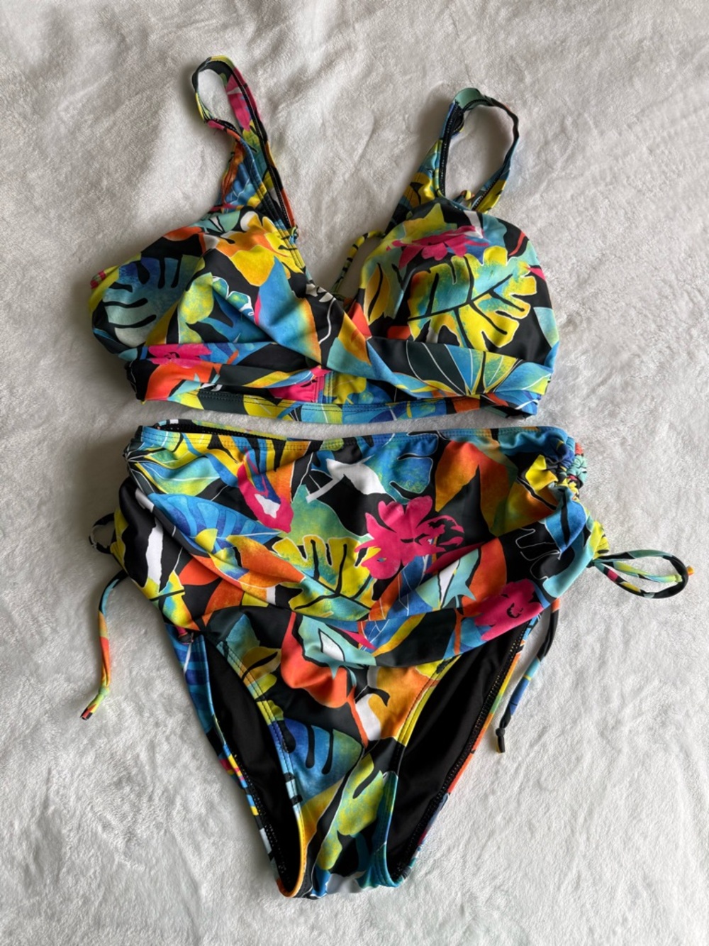 Women’s Tropical Multicolor High Waisted  Two-Piece Swim Set